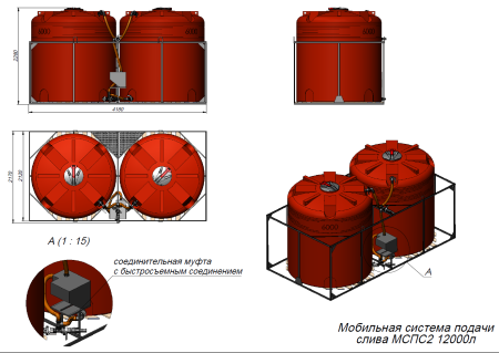 Мобильная система подачи и слива через мотопомпу МСПС-2 VTR 6000  VTR 6000