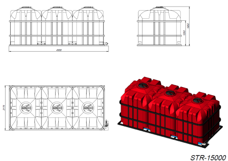 Кассета тройная с емкостями STR 5000 x 3 (полный слив) STR 5000 x 3