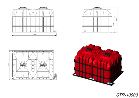 Кассета двойная STR 5000 x 2 с откидной крышкой (полный слив) STR 5000 x 2