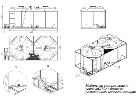 МСПС-2 VTR 5000x2 с боковым размещением насосной станции VTR 5000x2