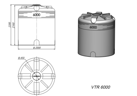 Вертикальная цилиндрическая емкость VTR 6000